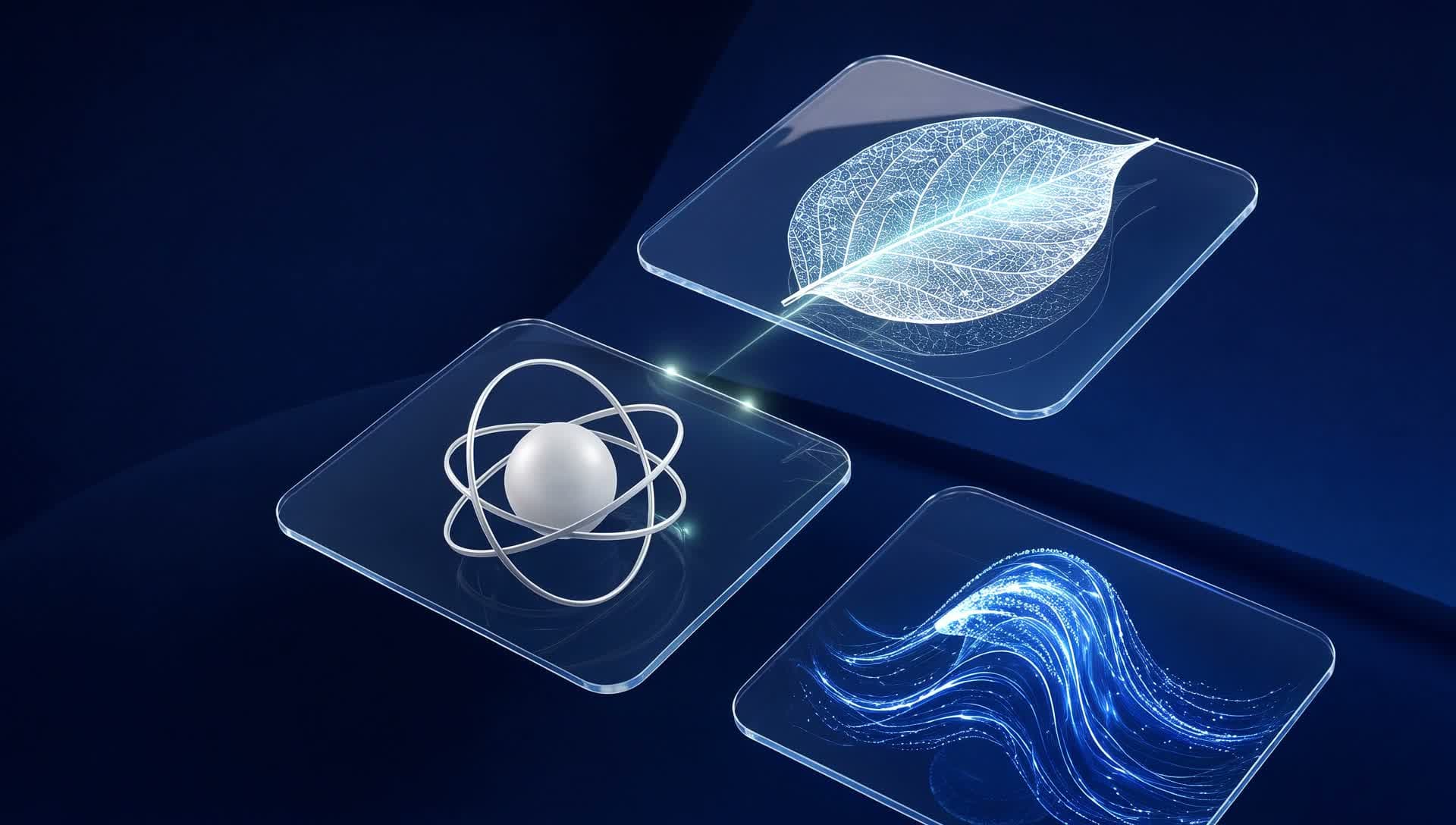 An imagined learning canvas connects an atom, a leaf, and a wave